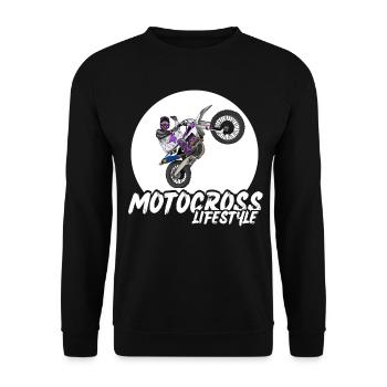 Motocross / Enduro / Freestyle mx / Dirtbike retro - Unisex Pullover - Schwarz - Vorne - Alina (178cm) & Michal (187cm)