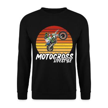 Motocross / Enduro / Freestyle mx / Dirtbike retro - Unisex Pullover - Schwarz - Vorne - Alina (178cm) & Michal (187cm)
