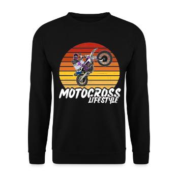 Motocross / Enduro / Freestyle mx / Dirtbike retro - Unisex Pullover - Schwarz - Vorne - Alina (178cm) & Michal (187cm)