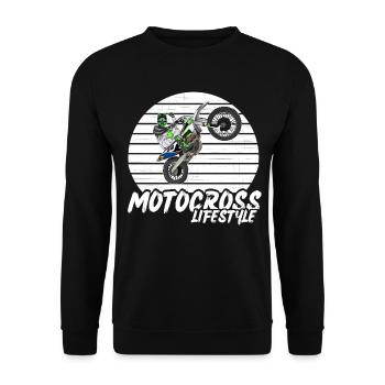 Motocross / Enduro / Freestyle mx / Dirtbike retro - Unisex Sweatshirt - black - Front - Alina (178cm) & Michal (187cm)
