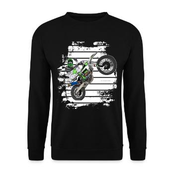 Motocross / Enduro / Freestyle mx / Dirtbike retro - Unisex Pullover - Schwarz - Vorne - Alina (178cm) & Michal (187cm)