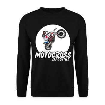 Motocross / Enduro / Freestyle mx / Dirtbike retro - Unisex Pullover - Schwarz - Vorne - Alina (178cm) & Michal (187cm)