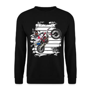 Motocross / Enduro / Freestyle mx / Dirtbike retro - Unisex Pullover - Schwarz - Vorne - Alina (178cm) & Michal (187cm)