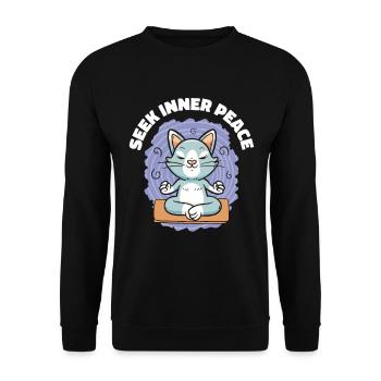 Serenity Cat Yoga Cat Propriétaire Méditation - Sweat-shirt Unisexe - noir - Devant - Alina (178cm) & Michal (187cm)