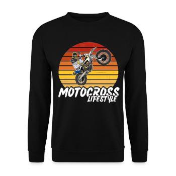 Motocross / Enduro / Freestyle mx / Dirtbike retro - Unisex Pullover - Schwarz - Vorne - Alina (178cm) & Michal (187cm)