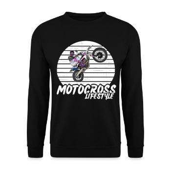 Motocross / Enduro / Freestyle mx / Dirtbike retro - Unisex Pullover - Schwarz - Vorne - Alina (178cm) & Michal (187cm)