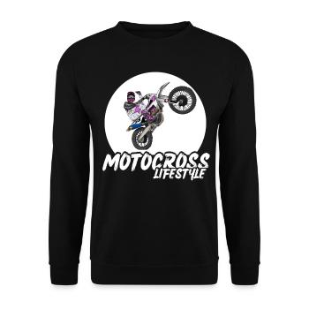 Motocross / Enduro / Freestyle mx / Dirtbike retro - Unisex Pullover - Schwarz - Vorne - Alina (178cm) & Michal (187cm)