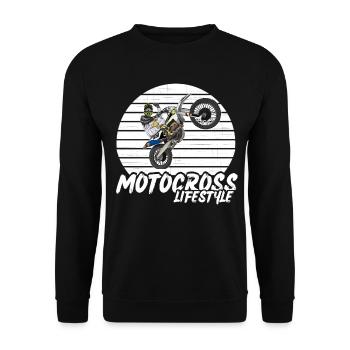 Motocross / Enduro / Freestyle mx / Dirtbike retro - Unisex Pullover - Schwarz - Vorne - Alina (178cm) & Michal (187cm)