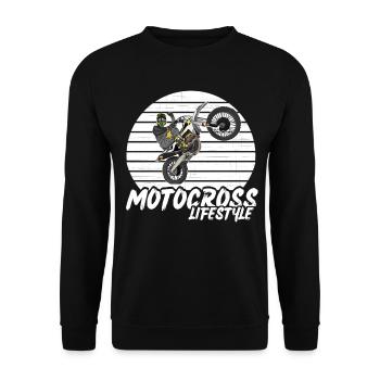 Motocross / Enduro / Freestyle mx / Dirtbike retro - Unisex Pullover - Schwarz - Vorne - Alina (178cm) & Michal (187cm)