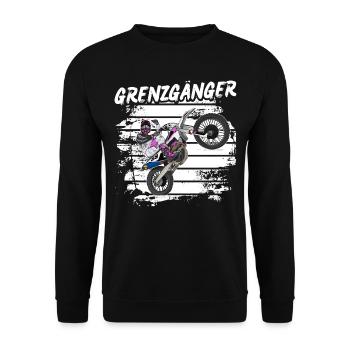 Motocross / Enduro / Freestyle mx / Dirtbike retro - Unisex Pullover - Schwarz - Vorne - Alina (178cm) & Michal (187cm)