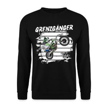 Motocross / Enduro / Freestyle mx / Dirtbike retro - Unisex Pullover - Schwarz - Vorne - Alina (178cm) & Michal (187cm)