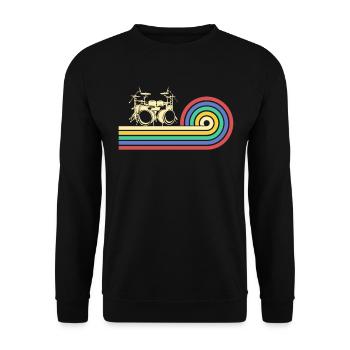 Retro Batteur Joueur Batterie Batteur - Sweat-shirt Unisexe - noir - Devant - Alina (178cm) & Michal (187cm)