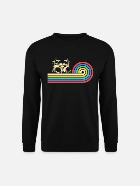 Retro Batteur Joueur Batterie Batteur - Sweat-shirt Unisexe - noir
