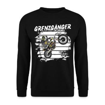Motocross / Enduro / Freestyle mx / Dirtbike retro - Unisex Pullover - Schwarz - Vorne - Alina (178cm) & Michal (187cm)