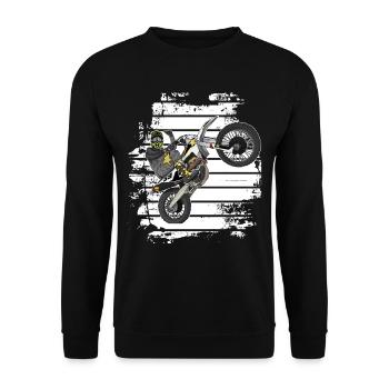 Motocross / Enduro / Freestyle mx / Dirtbike retro - Unisex Pullover - Schwarz - Vorne - Alina (178cm) & Michal (187cm)