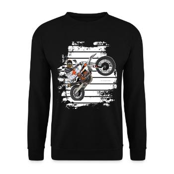 Motocross / Enduro / Freestyle mx / Dirtbike retro - Unisex Pullover - Schwarz - Vorne - Alina (178cm) & Michal (187cm)