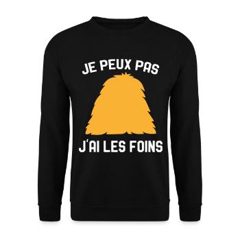 Je Peux Pas J'ai Les Foins Humour Agriculteur - Sweat-shirt Unisexe - noir - Devant - Alina (178cm) & Michal (187cm)