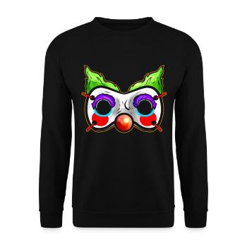 Evil Scary Horror Clown Mask Costume for Halloween - Unisex Sweatshirt - black - Front - Alina (178cm) & Michal (187cm)