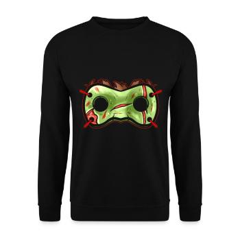 Green Rotten Zombie Mask Costume for Halloween - Unisex Sweatshirt - black - Front - Alina (178cm) & Michal (187cm)