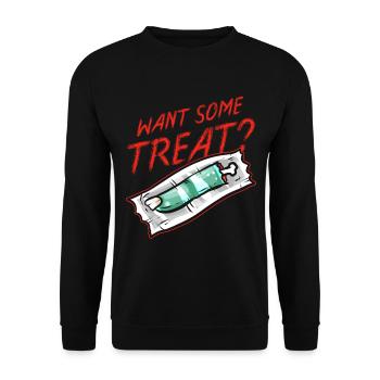 Zombie Finger Want Some Treat Halloween - Unisex Sweatshirt - black - Front - Alina (178cm) & Michal (187cm)