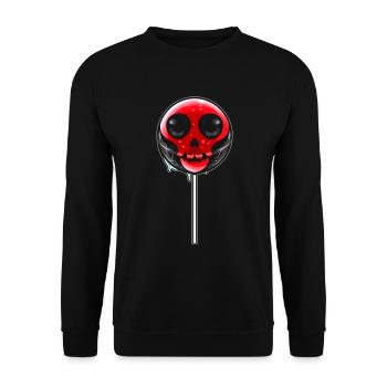 Astuce de sucette crâne rouge ou friandise Halloween - Sweat-shirt Unisexe - noir - Devant - Alina (178cm) & Michal (187cm)