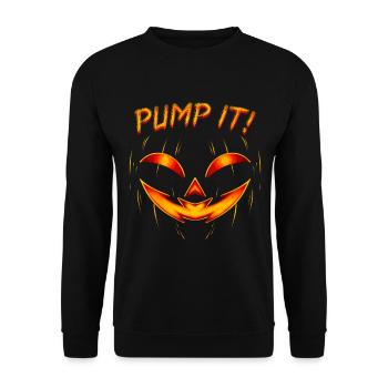 Scary Pumpkin Face Pump It On Halloween - Unisex Pullover - Schwarz - Vorne - Alina (178cm) & Michal (187cm)