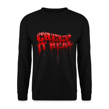 Keep Creep it Real Blood Splatter Letters - Unisex Pullover - Schwarz - Vorne - Alina (178cm) & Michal (187cm)
