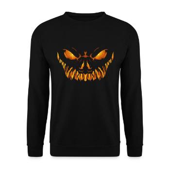 Scary Carved Pumpkin Jack O Lantern Face Halloween - Unisex Sweatshirt - black - Front - Alina (178cm) & Michal (187cm)