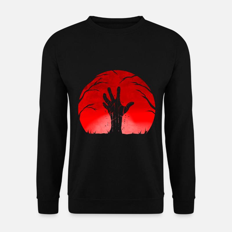Zombie Hand Shadow Out Of Grave Red Moon Halloween - Unisex Pullover - Schwarz