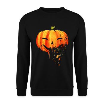 Jack O Lantern Carved Pumpkin Falling Into Pieces - Unisex Sweatshirt - black - Front - Alina (178cm) & Michal (187cm)
