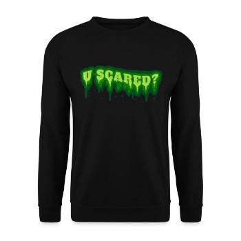 Green Slime Letters Are You U Scared On Halloween - Unisex Sweatshirt - black - Front - Alina (178cm) & Michal (187cm)