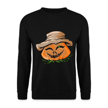 Pumpkin Lantern With Farmers Hat Jack O Lantern - Unisex Sweatshirt - black - Front - Alina (178cm) & Michal (187cm)