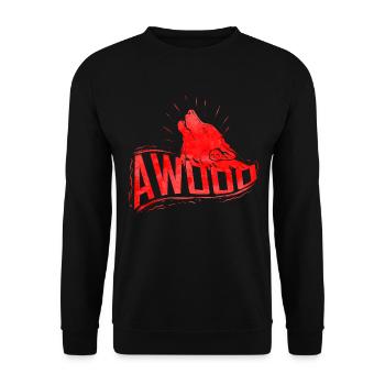 Howling Wolf Awooo Halloween - Unisex Pullover - Schwarz - Vorne - Alina (178cm) & Michal (187cm)