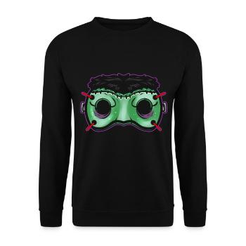 Green Monster Mask Costume For - Unisex Sweatshirt - black - Front - Alina (178cm) & Michal (187cm)