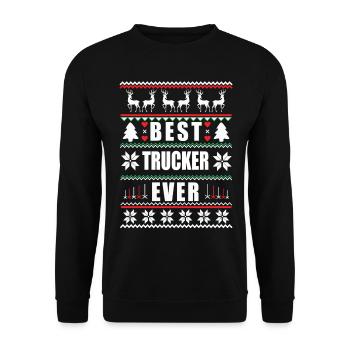 Funny Ugly Christmas Best Trucker Ever - Unisex Sweatshirt - black - Front - Alina (178cm) & Michal (187cm)