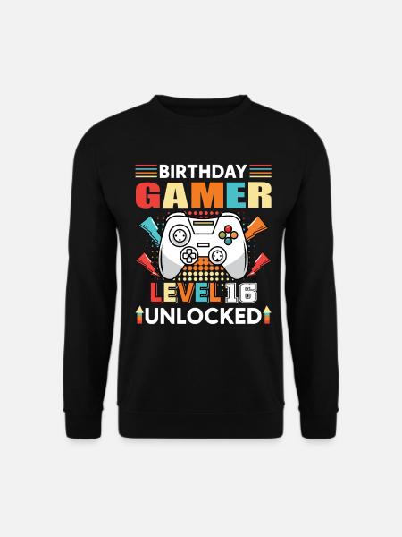 Geburtstag Gamer Level 16 Unlocked 16 - Unisex Pullover - Schwarz