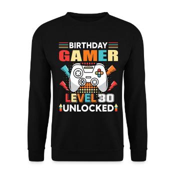 Anniversaire Gamer Niveau 30 Débloqué 30 Anniversaire - Sweat-shirt Unisexe - noir - Devant - Alina (178cm) & Michal (187cm)