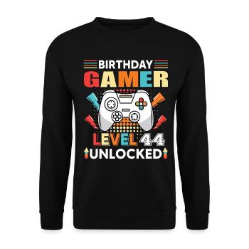 Anniversaire Gamer Niveau 44 Débloqué 44 Anniversaire - Sweat-shirt Unisexe - noir - Devant - Alina (178cm) & Michal (187cm)