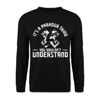 Parkour Free Running Traceur - Unisex Pullover - Schwarz - Vorne - Alina (178cm) & Michal (187cm)