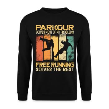 Parkour Free Running Traceur - Unisex Sweatshirt - black - Front - Alina (178cm) & Michal (187cm)