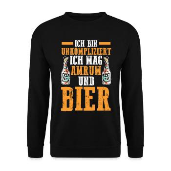 Nordsee Bier Amrum - Unisex Pullover - Schwarz - Vorne - Alina (178cm) & Michal (187cm)
