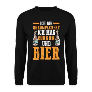 Nordsee Bier Borkum - Unisex Pullover - Schwarz - Vorne - Alina (178cm) & Michal (187cm)