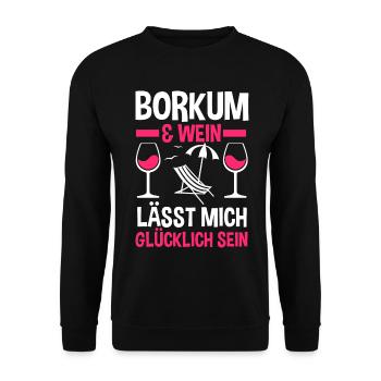Nordsee Wein Borkum - Unisex Pullover - Schwarz - Vorne - Alina (178cm) & Michal (187cm)