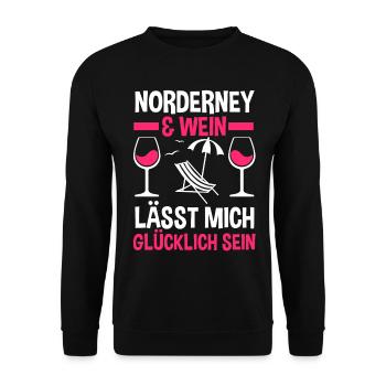 Nordsee Wein Norderney - Unisex Pullover - Schwarz - Vorne - Alina (178cm) & Michal (187cm)