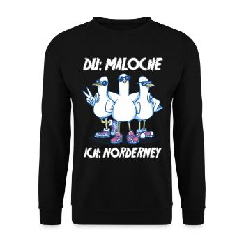 Nordsee Tauben Norderney - Unisex Pullover - Schwarz - Vorne - Alina (178cm) & Michal (187cm)