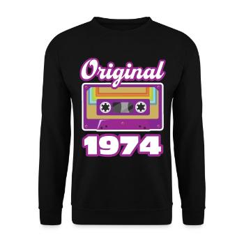 1974 Year of construction Year of birth - Unisex Sweatshirt - black - Front - Alina (178cm) & Michal (187cm)