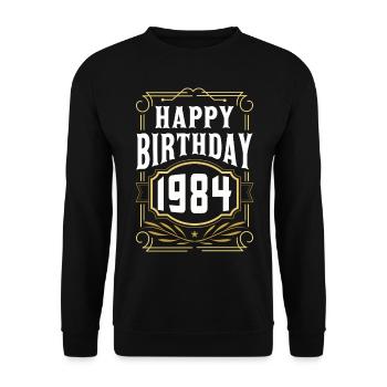 1980 Birthday Party Old Year of Construction - Unisex Sweatshirt - black - Front - Alina (178cm) & Michal (187cm)