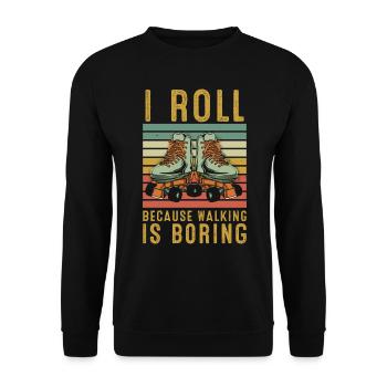 Inline Skate Gift Rollerskates Roller 70s - Unisex Sweatshirt - black - Front - Alina (178cm) & Michal (187cm)