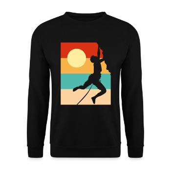 Nature Lover Mountain Climbing Hiking Adventure - Unisex Pullover - Schwarz - Vorne - Alina (178cm) & Michal (187cm)