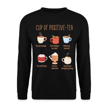 Positivity Cup Drinks Motivational Inspirational - Unisex Sweatshirt - black - Front - Alina (178cm) & Michal (187cm)